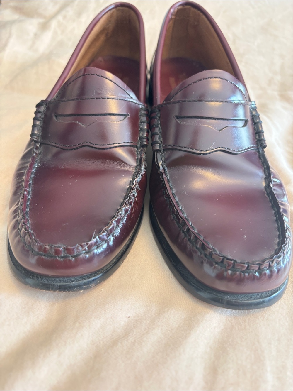 G.H. Bass Weejuns Whitney Penny Loafers Wine Burgundy Size 8.5 with Box - Picture 2 of 6